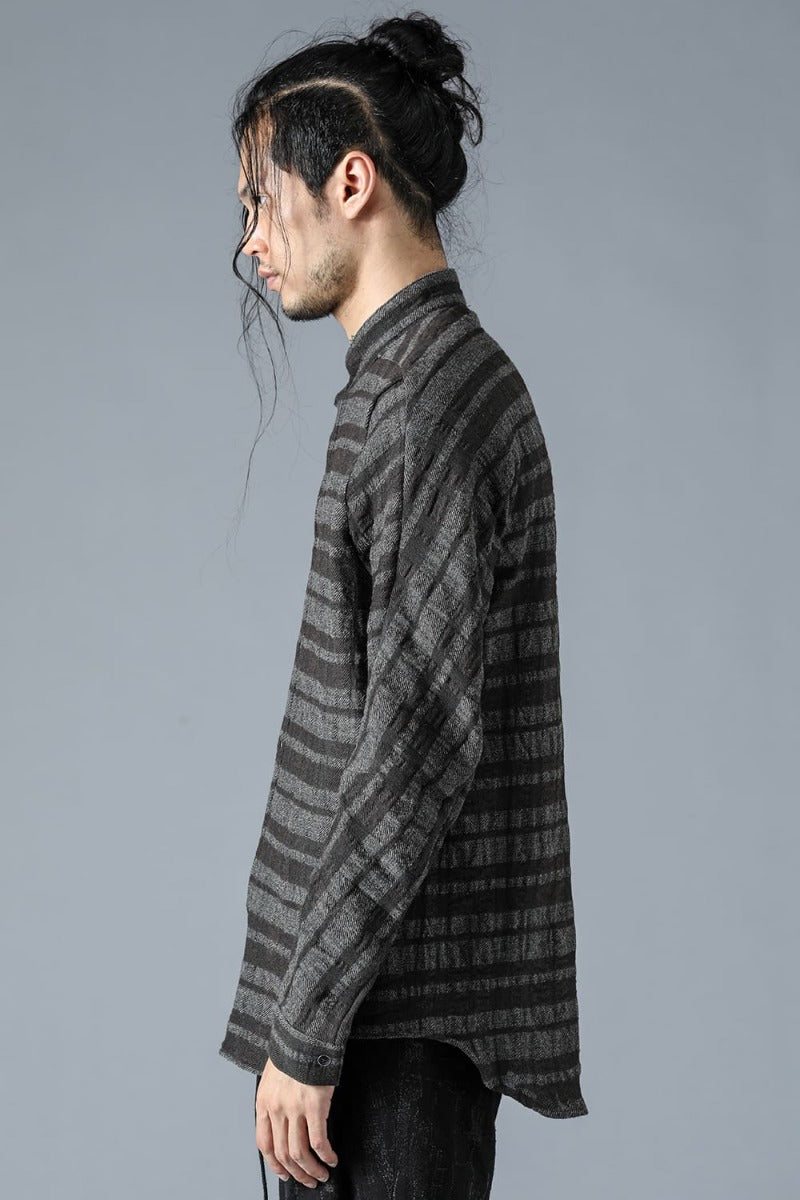 Shadow Striped Gauze Double Band Colored Shirt Charcoal