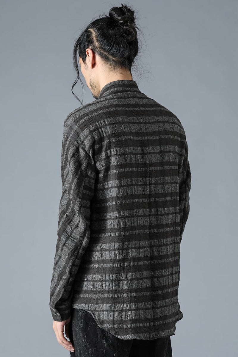 Shadow Striped Gauze Double Band Colored Shirt Charcoal
