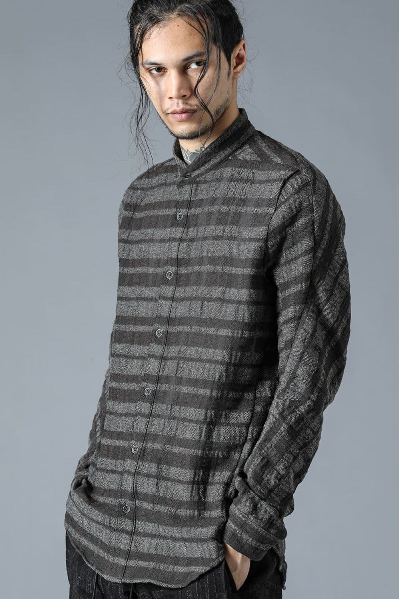 Shadow Striped Gauze Double Band Colored Shirt Charcoal
