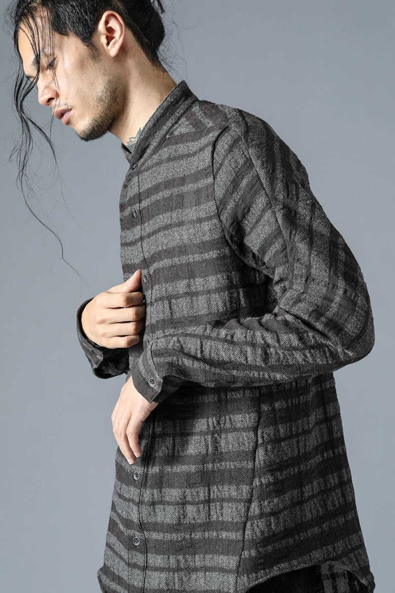 Shadow Striped Gauze Double Band Colored Shirt Charcoal