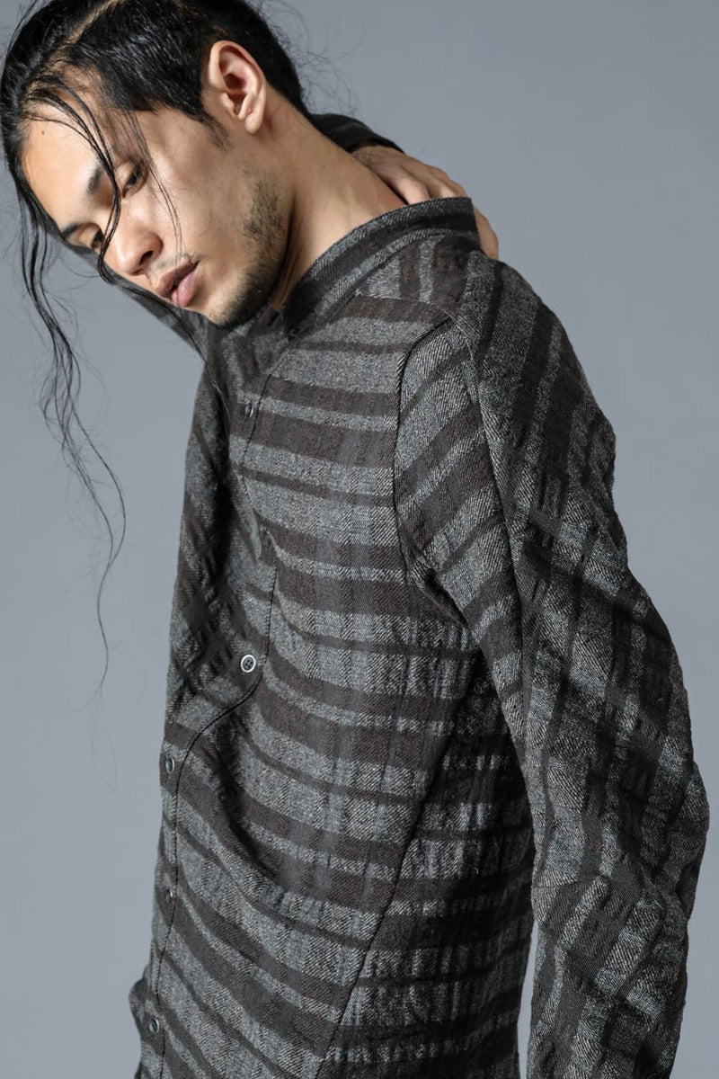 Shadow Striped Gauze Double Band Colored Shirt Charcoal