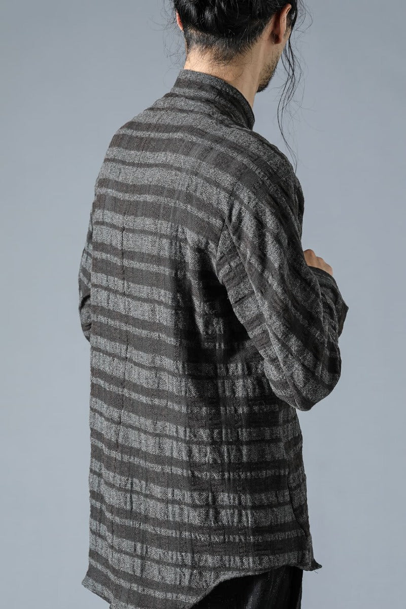 Shadow Striped Gauze Double Band Colored Shirt Charcoal