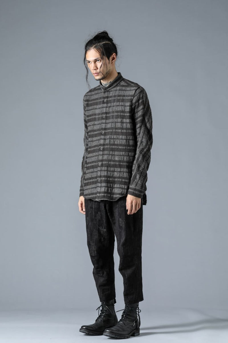 Shadow Striped Gauze Double Band Colored Shirt Charcoal