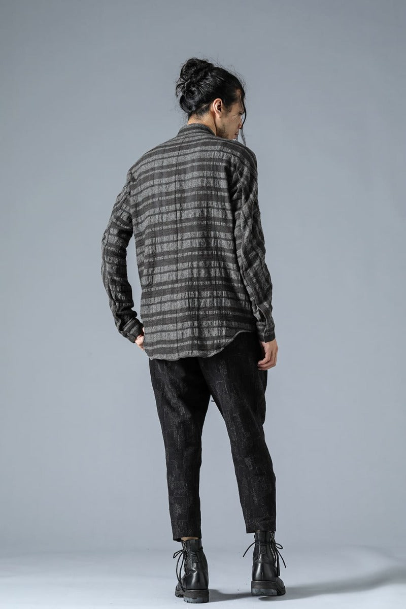 Shadow Striped Gauze Double Band Colored Shirt Charcoal