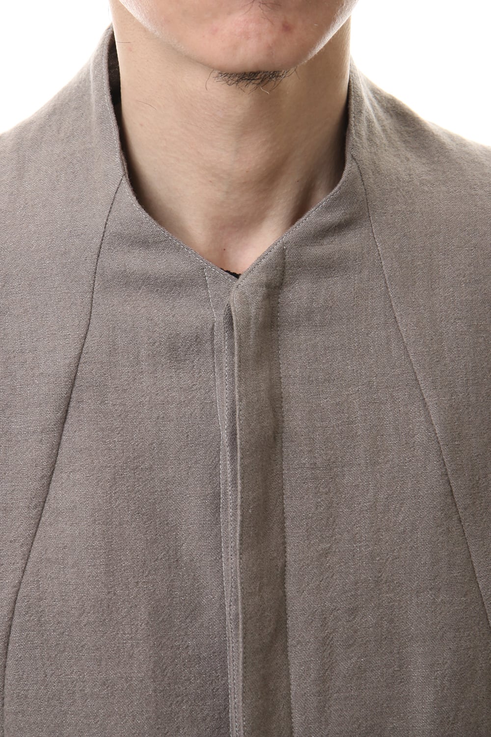 Wool Linen Minimal High neck Long shirt Gray