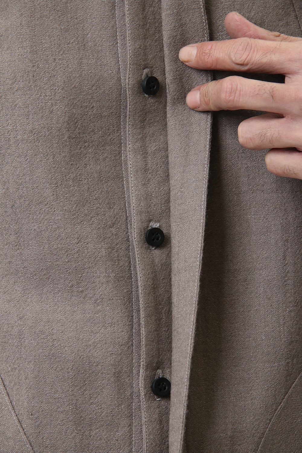 Wool Linen Minimal High neck Long shirt Gray