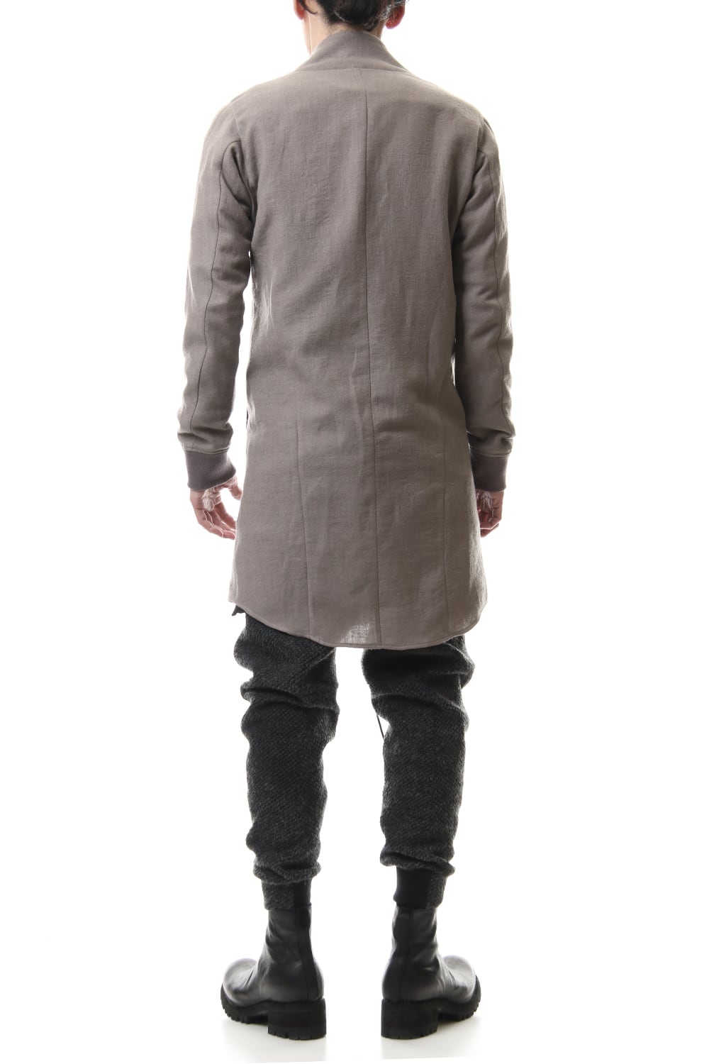 Wool Linen Minimal High neck Long shirt Gray