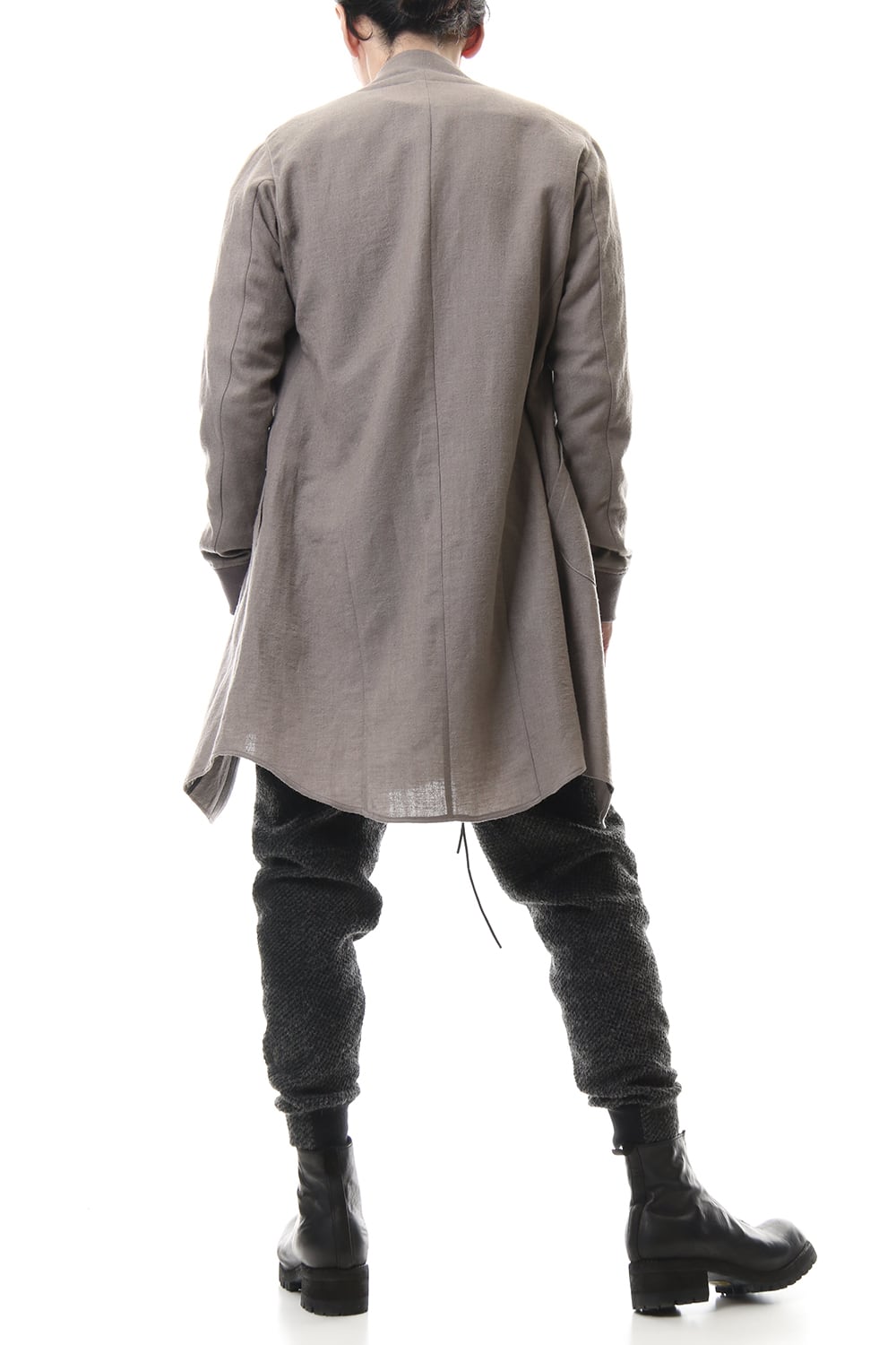 Wool Linen Minimal High neck Long shirt Gray