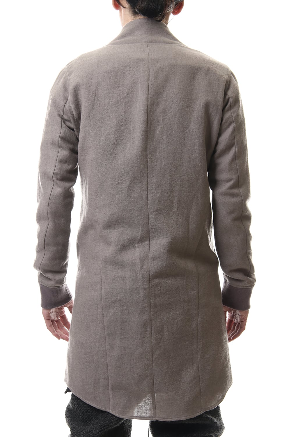 Wool Linen Minimal High neck Long shirt Gray