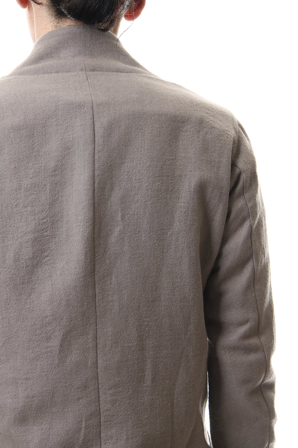 Wool Linen Minimal High neck Long shirt Gray