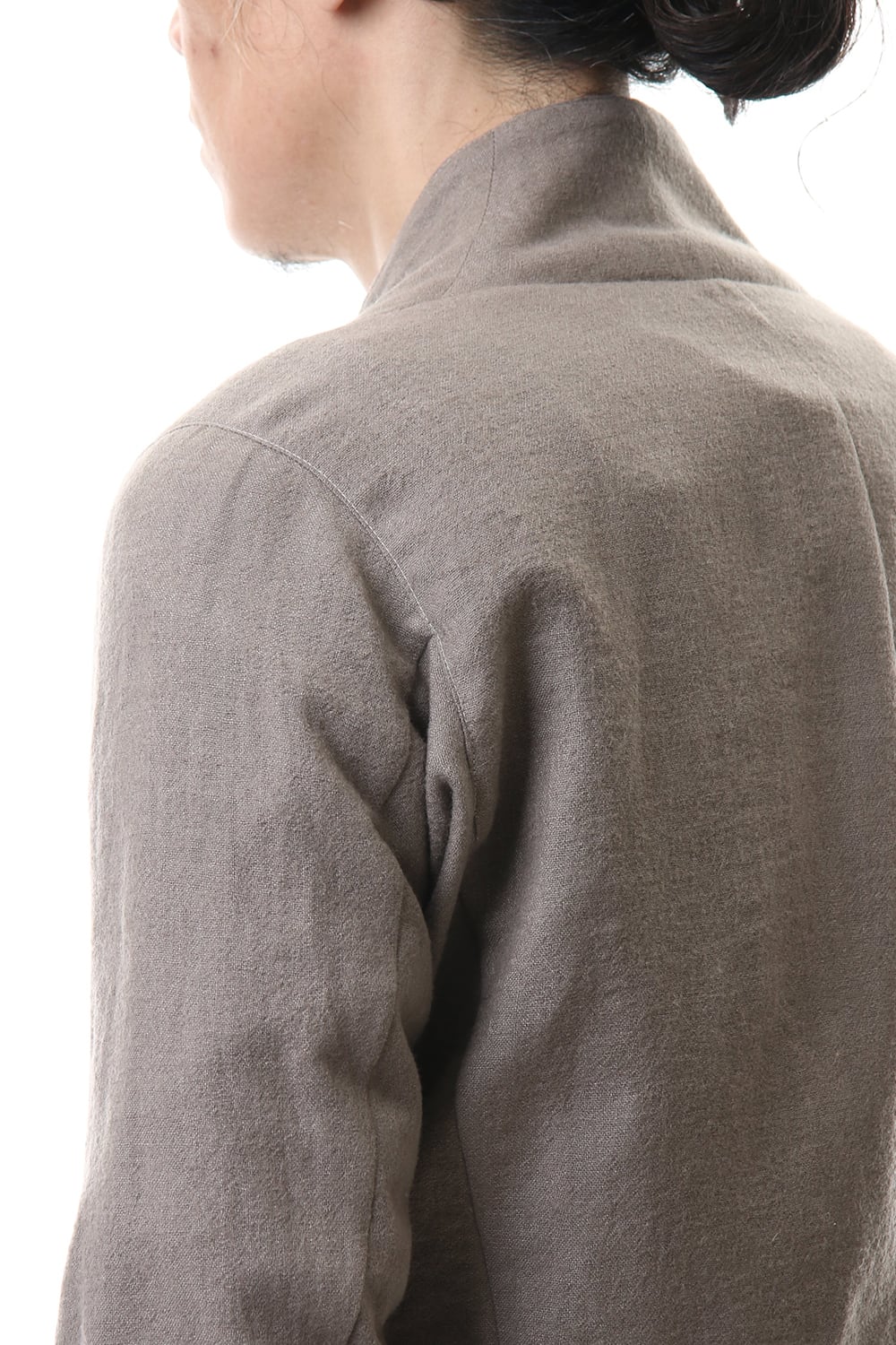 Wool Linen Minimal High neck Long shirt Gray