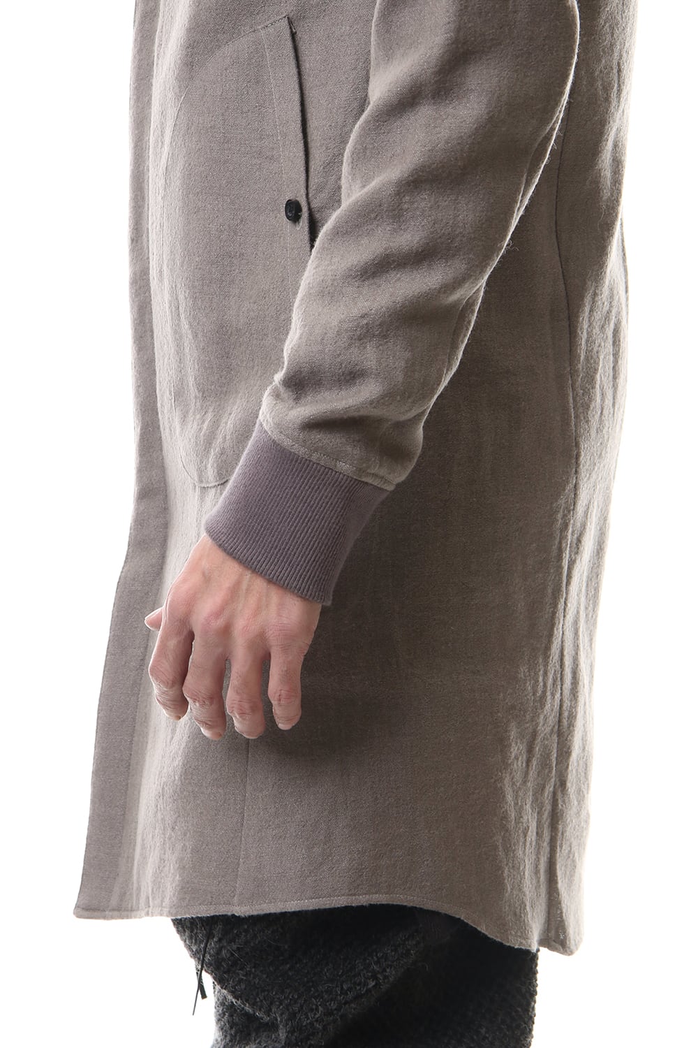 Wool Linen Minimal High neck Long shirt Gray