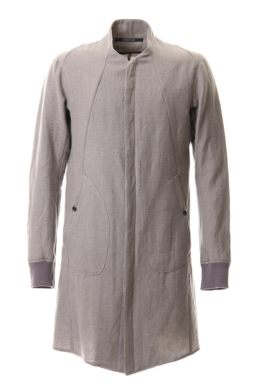 Wool Linen Minimal High neck Long shirt Gray