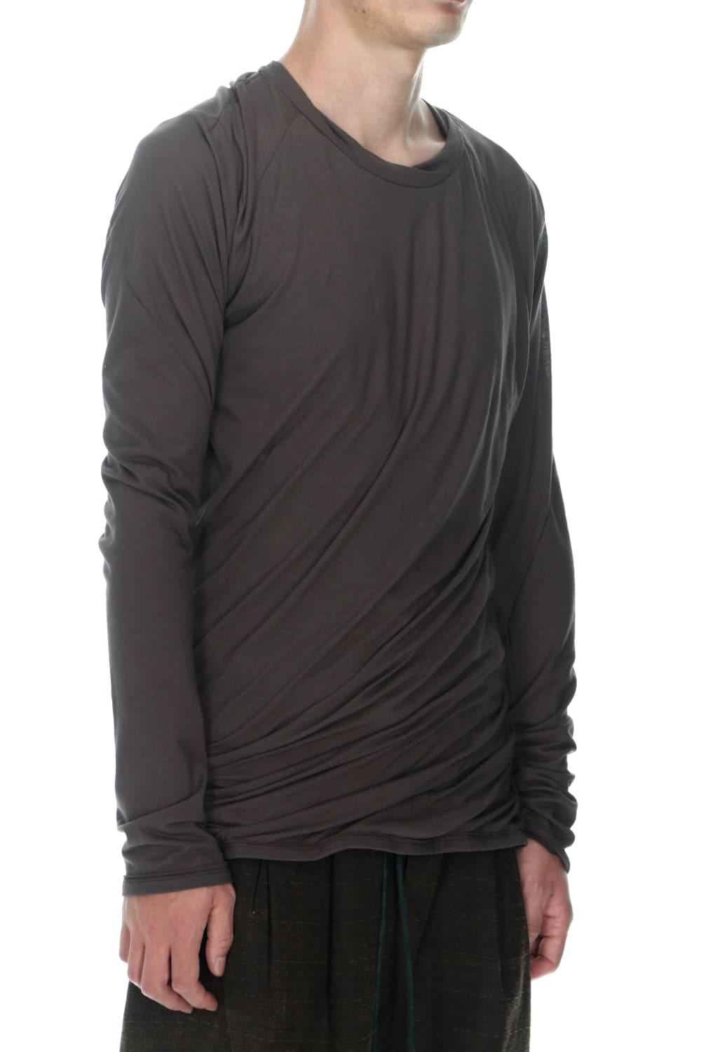 Strong Twist Light Cotton Jersey Twist Long Sleeve T-Shirt  Black