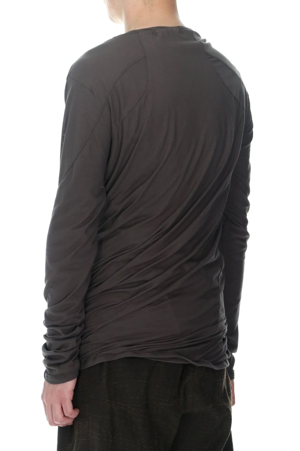 Strong Twist Light Cotton Jersey Twist Long Sleeve T-Shirt  Black