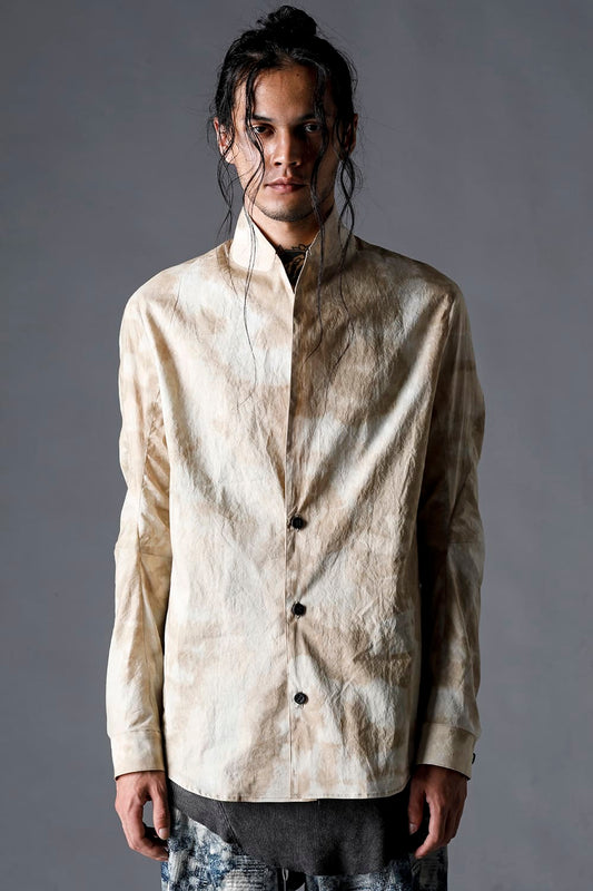 Mura-Dyed Cotton Lawn Tailored Shirt-Jacket Stream Sand