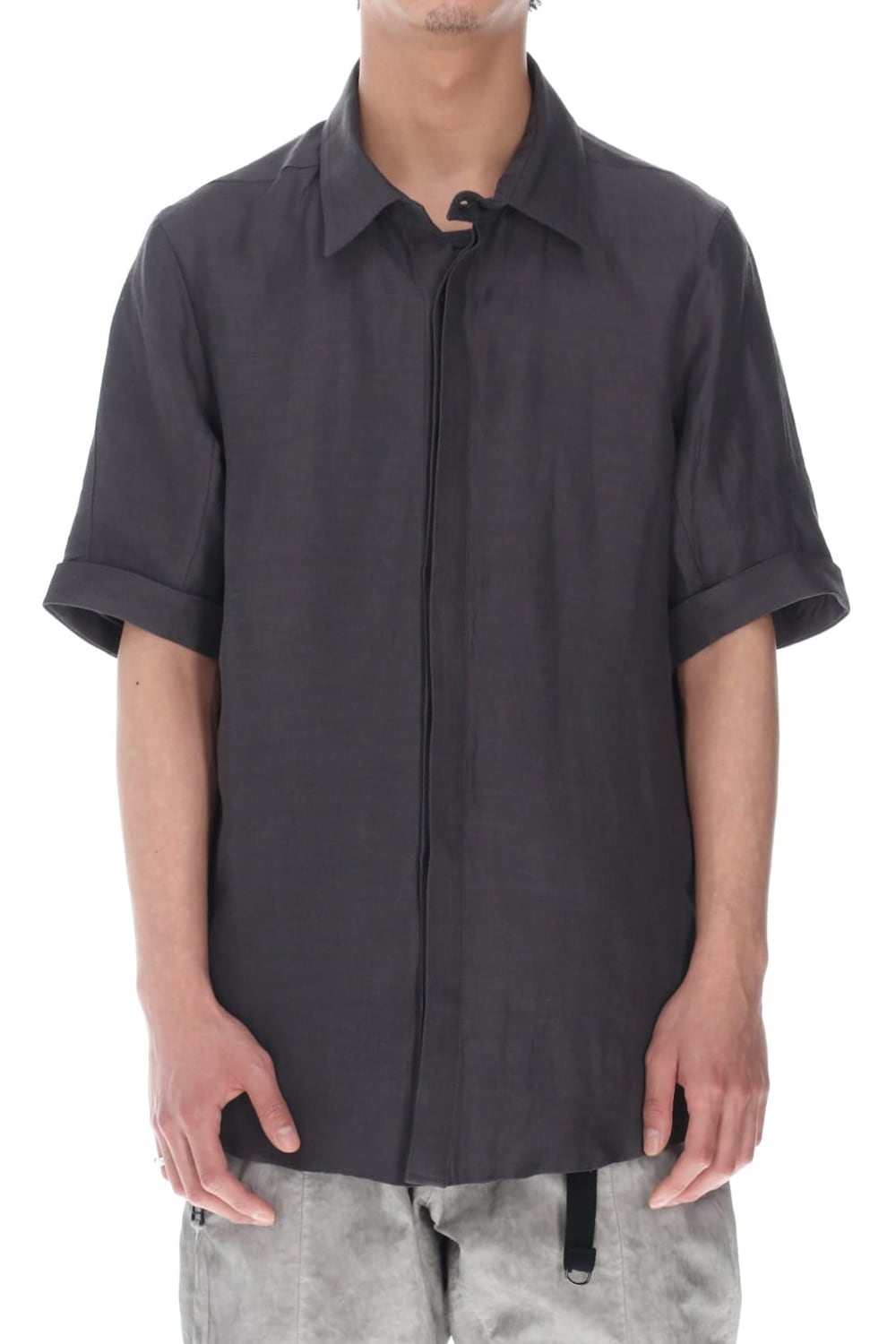 リネン×レーヨンハーフスリーブシャツ Charcoal