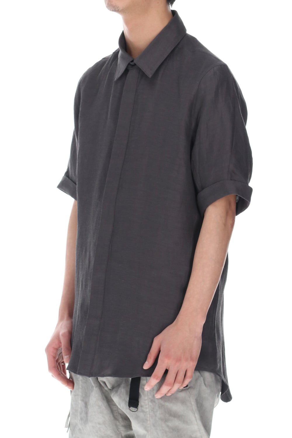 リネン×レーヨンハーフスリーブシャツ Charcoal