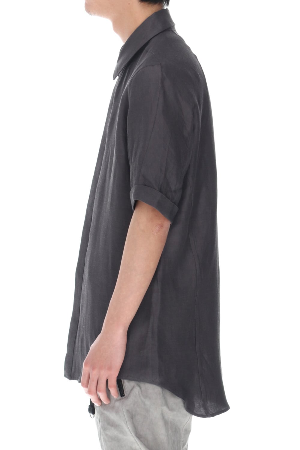 リネン×レーヨンハーフスリーブシャツ Charcoal