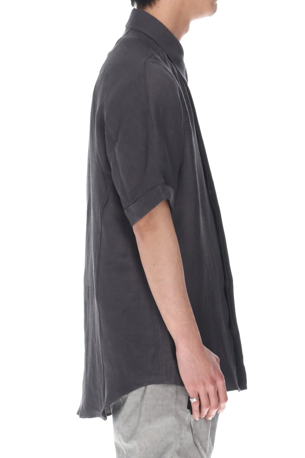 リネン×レーヨンハーフスリーブシャツ Charcoal