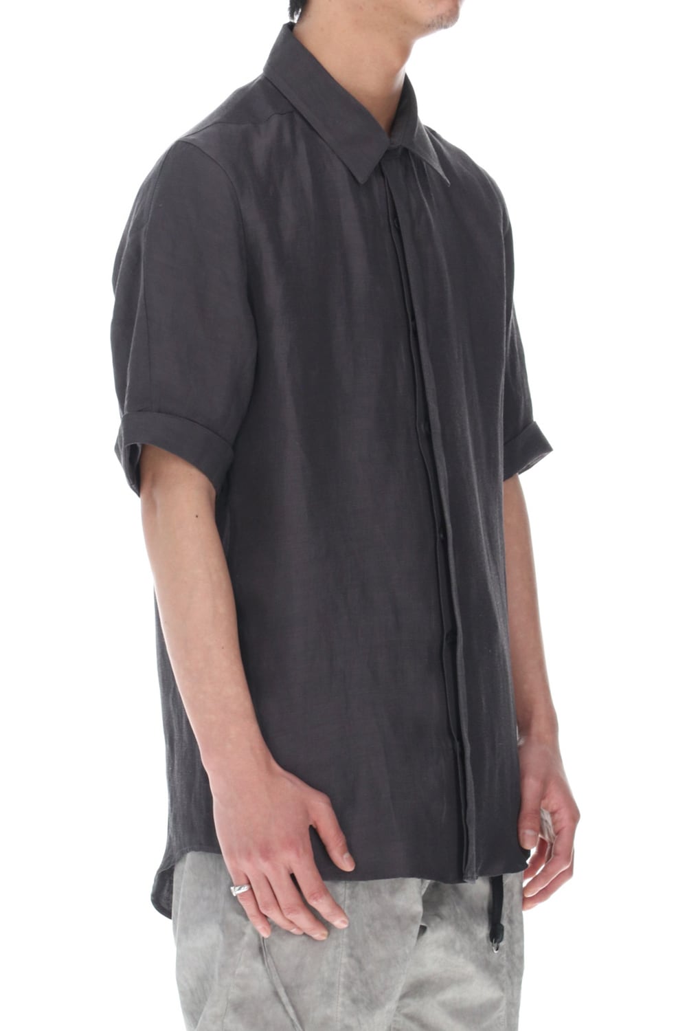 リネン×レーヨンハーフスリーブシャツ Charcoal