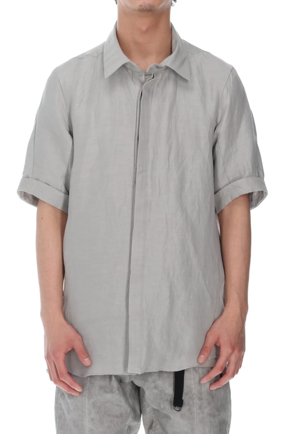 リネン×レーヨンハーフスリーブシャツ Dusty White