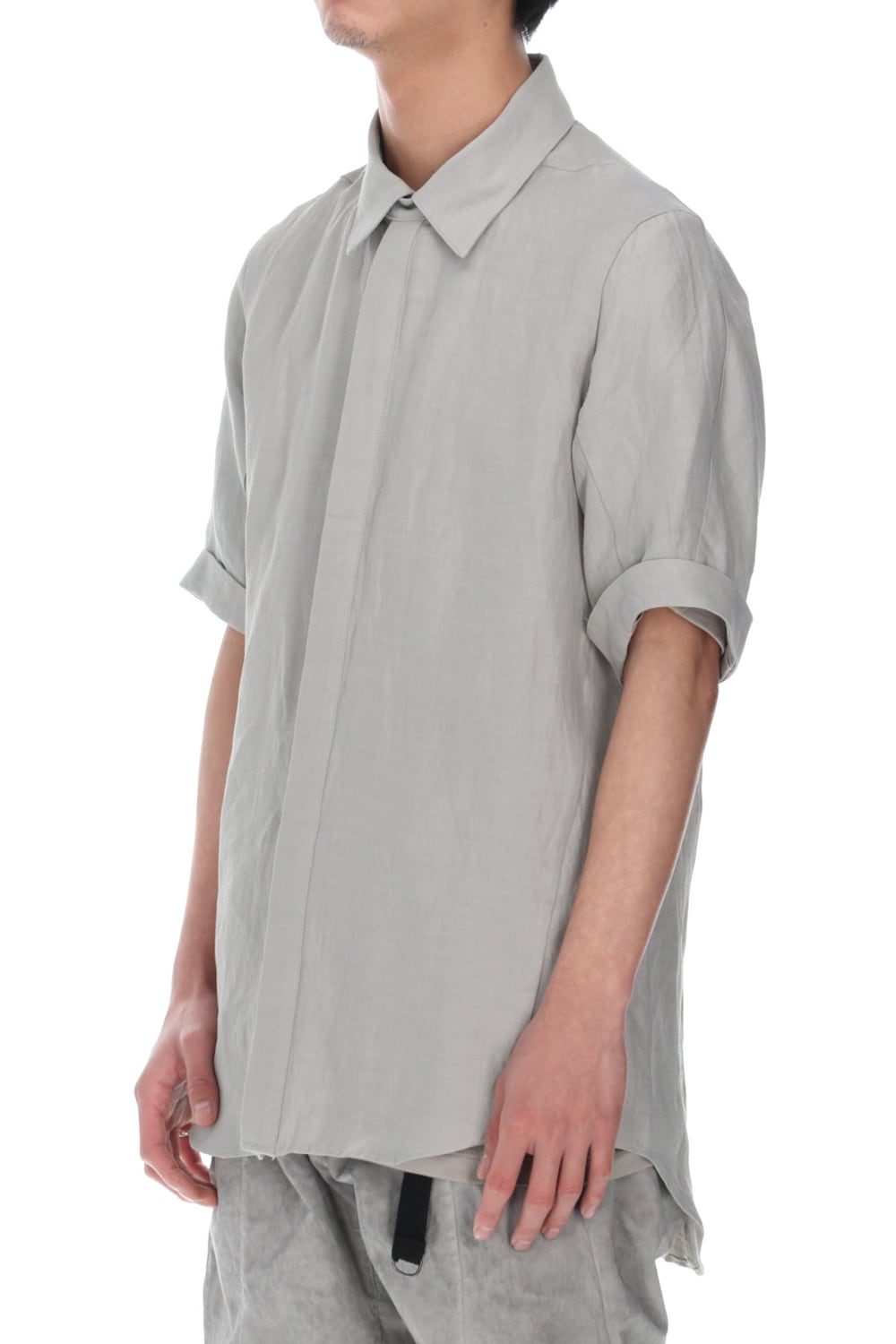 リネン×レーヨンハーフスリーブシャツ Dusty White