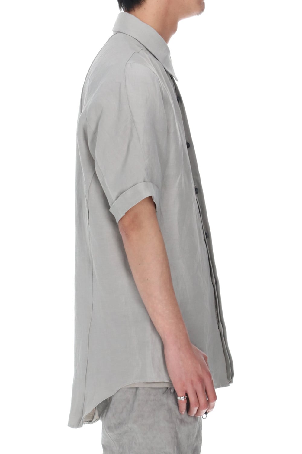 リネン×レーヨンハーフスリーブシャツ Dusty White