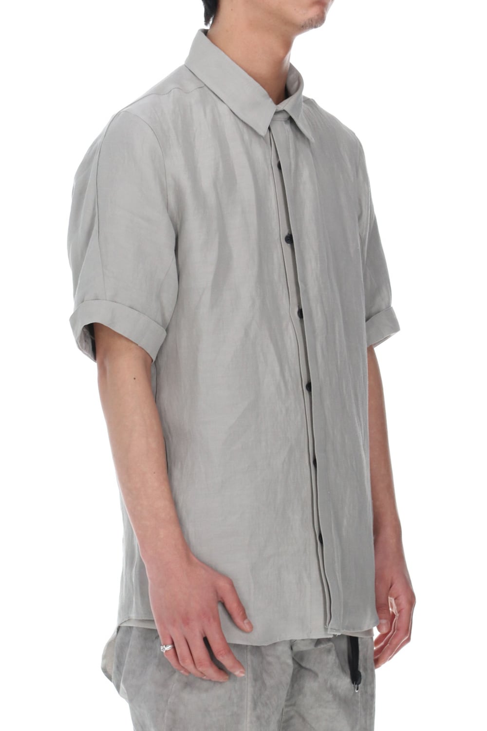 リネン×レーヨンハーフスリーブシャツ Dusty White