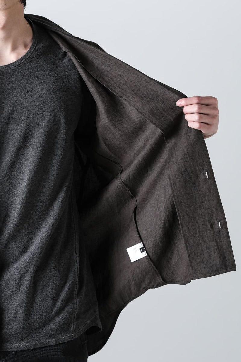 リネン×レーヨン塩縮染半袖テーラーシャツ Charcoal