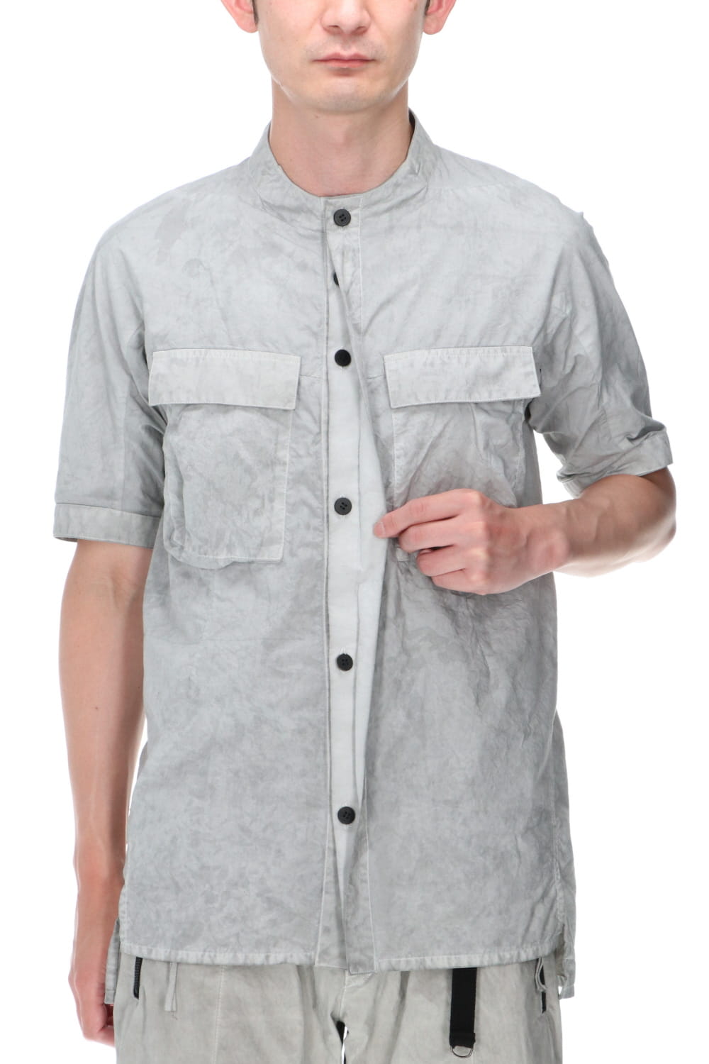 塩縮加工NCダンプミリタリーハーフスリーブシャツ Black