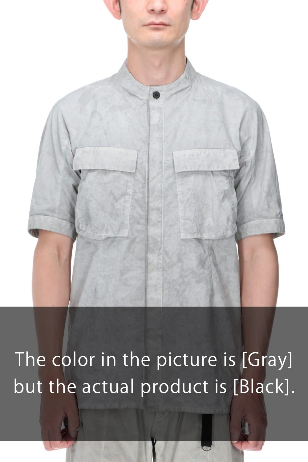 塩縮加工NCダンプミリタリーハーフスリーブシャツ Black