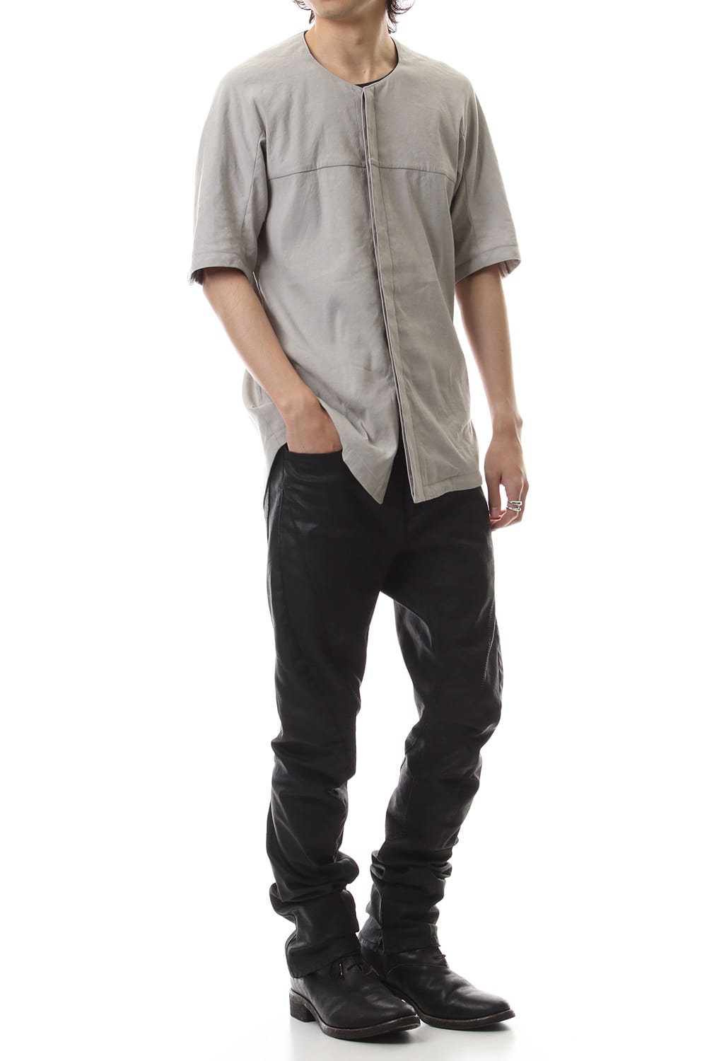 Stretch Linen × Viscose Minimal S/S Shirt