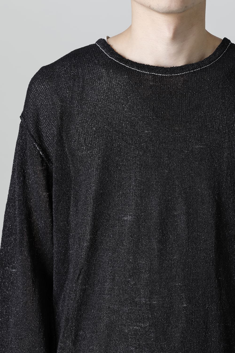 Cold Dyed Washi(Japanese Paper)Knit Pullover  Black