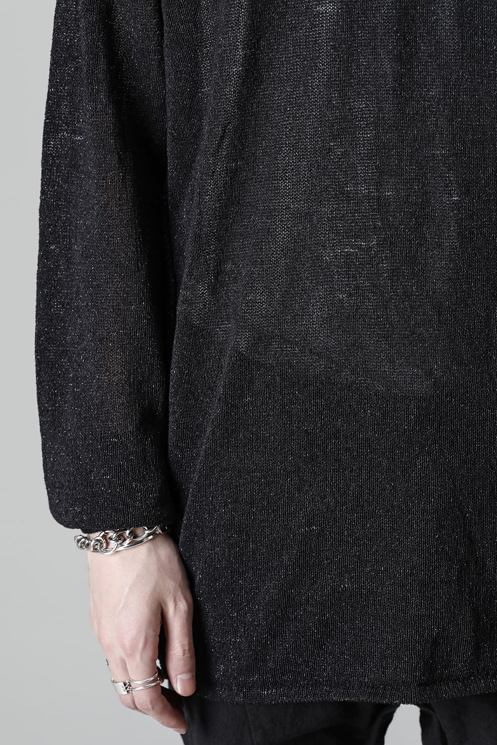 Cold Dyed Washi(Japanese Paper)Knit Pullover  Black