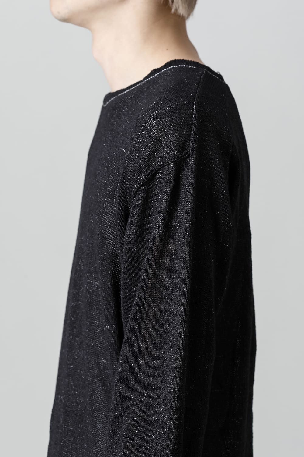 Cold Dyed Washi(Japanese Paper)Knit Pullover  Black