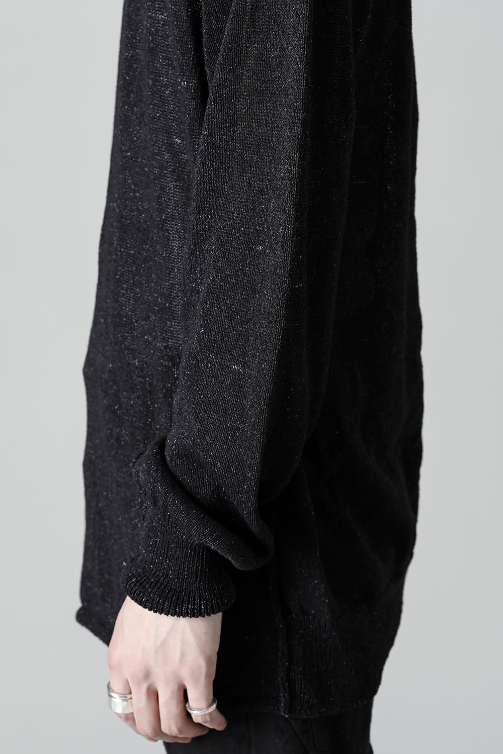 Cold Dyed Washi(Japanese Paper)Knit Pullover  Black