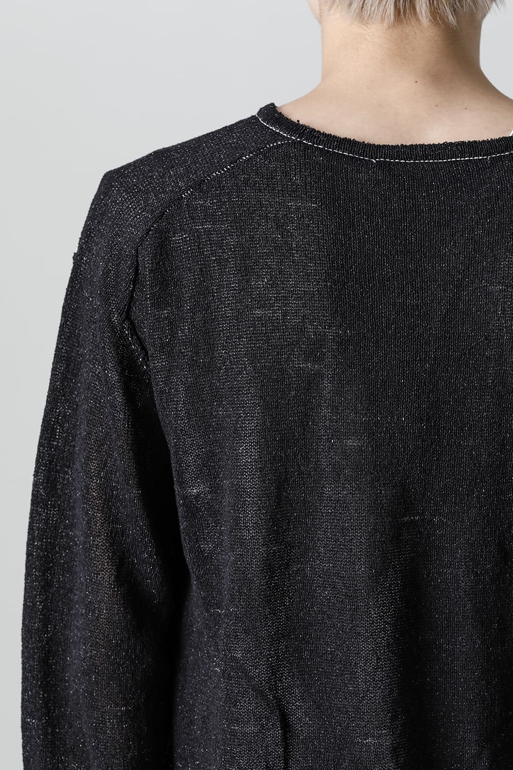 Cold Dyed Washi(Japanese Paper)Knit Pullover  Black