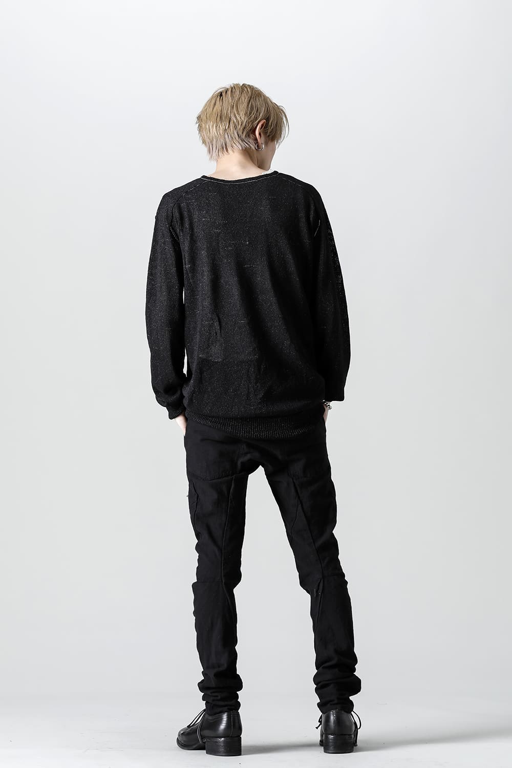 Cold Dyed Washi(Japanese Paper)Knit Pullover  Black