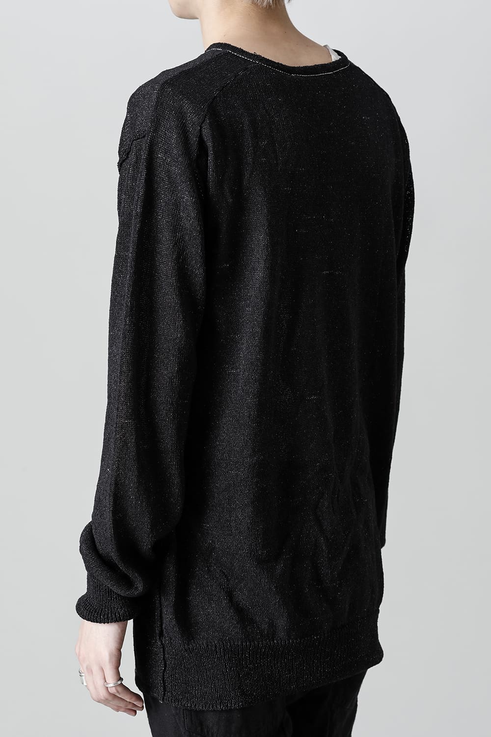 Cold Dyed Washi(Japanese Paper)Knit Pullover  Black