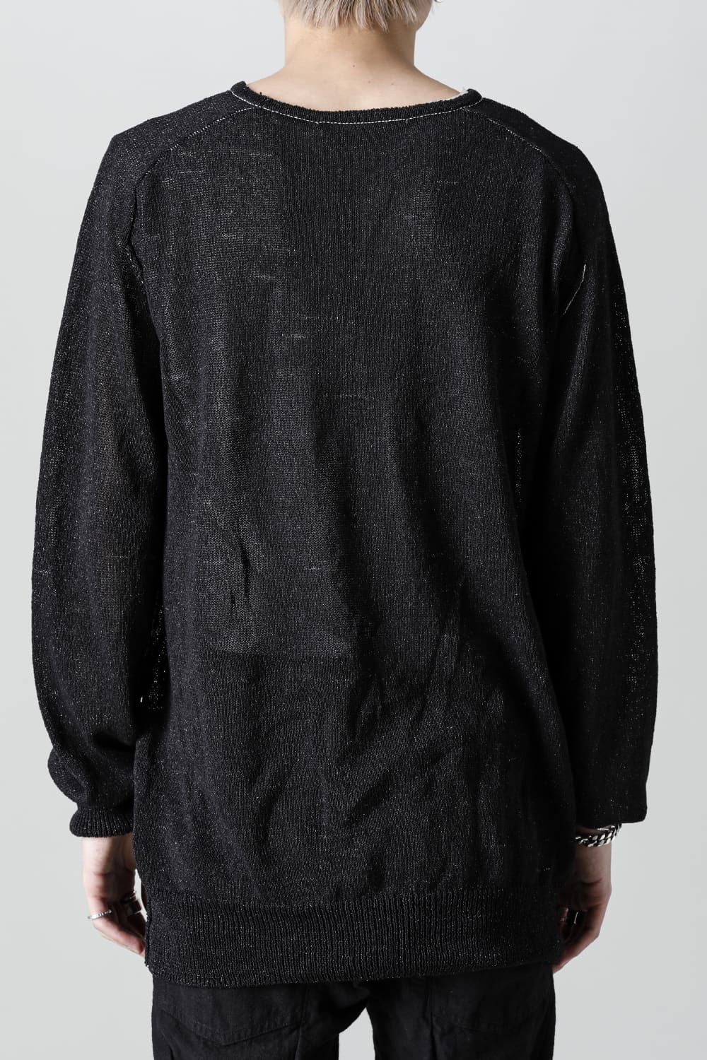 Cold Dyed Washi(Japanese Paper)Knit Pullover  Black