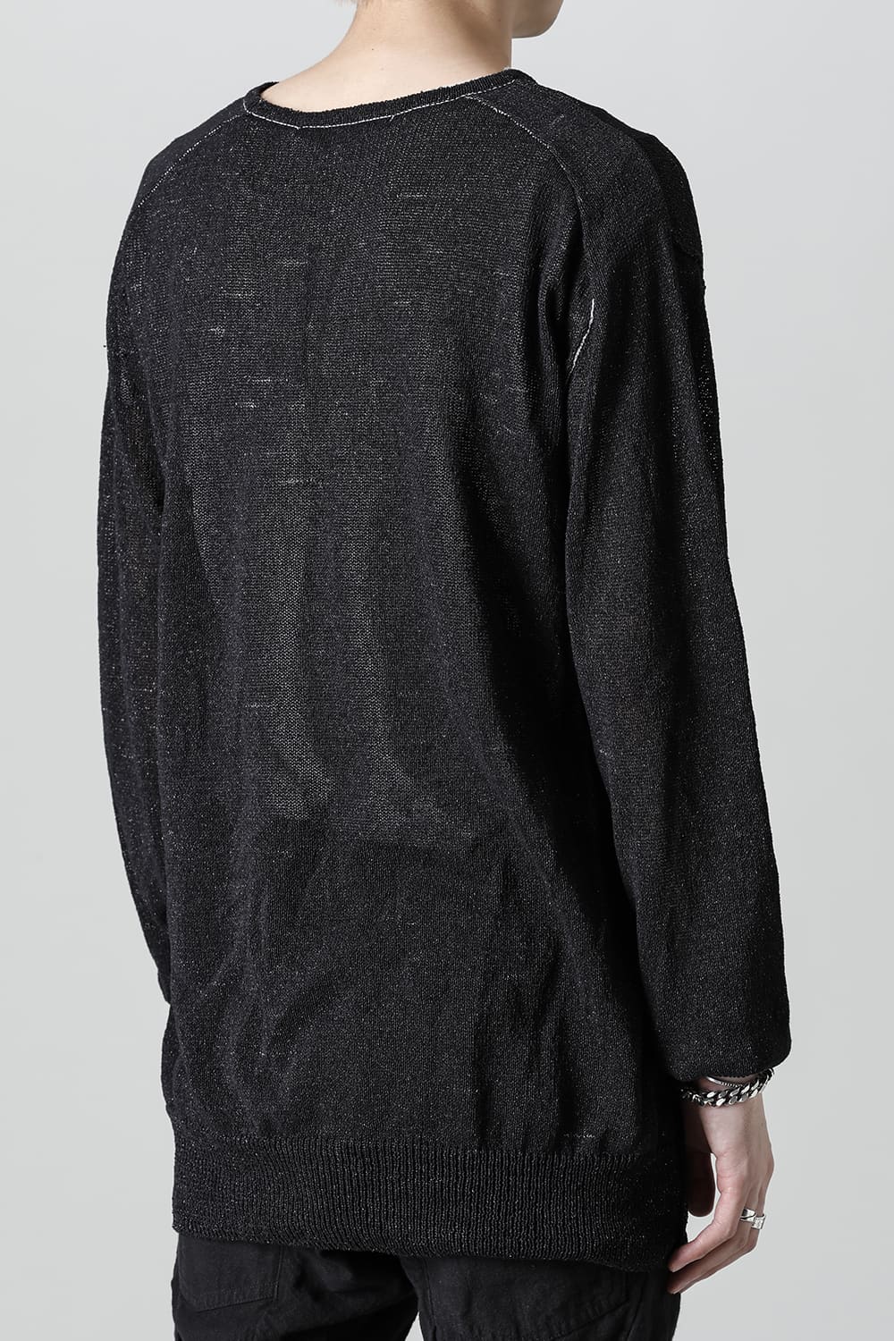 Cold Dyed Washi(Japanese Paper)Knit Pullover  Black