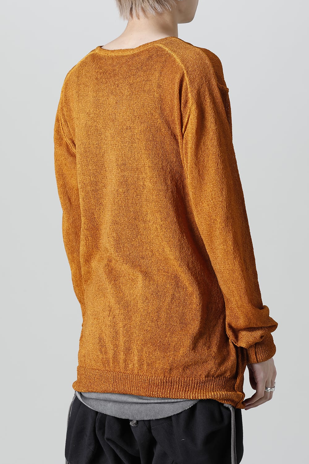 Cold Dyed Washi(Japanese Paper)Knit Pullover  Mustard