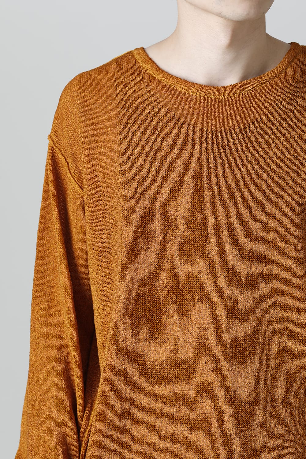 Cold Dyed Washi(Japanese Paper)Knit Pullover  Mustard