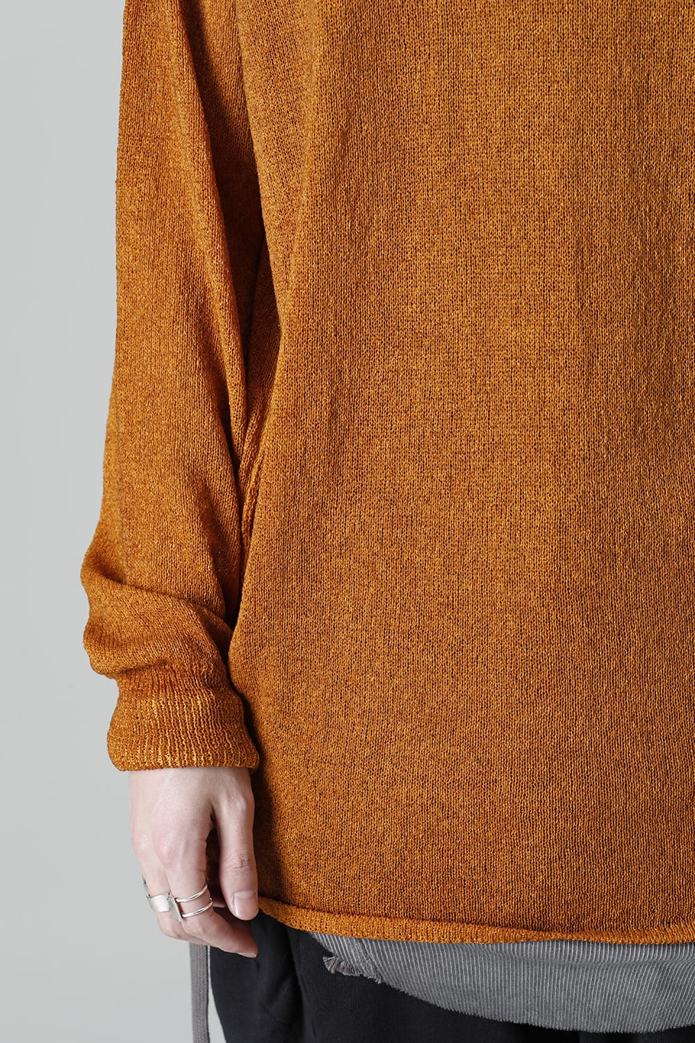 Cold Dyed Washi(Japanese Paper)Knit Pullover  Mustard