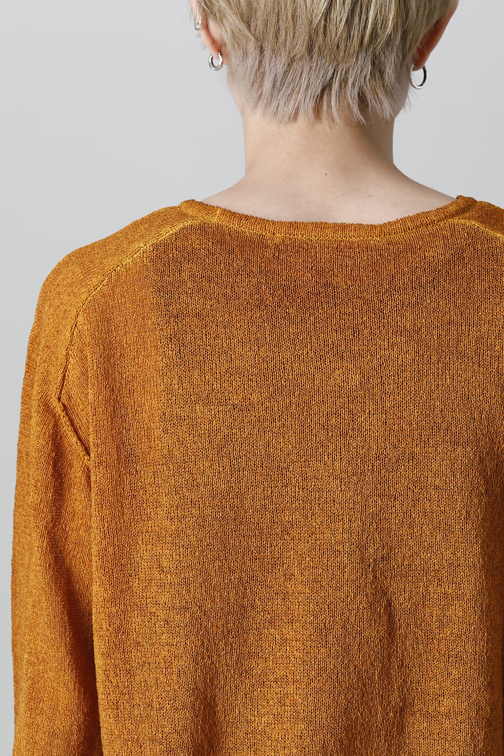 Cold Dyed Washi(Japanese Paper)Knit Pullover  Mustard