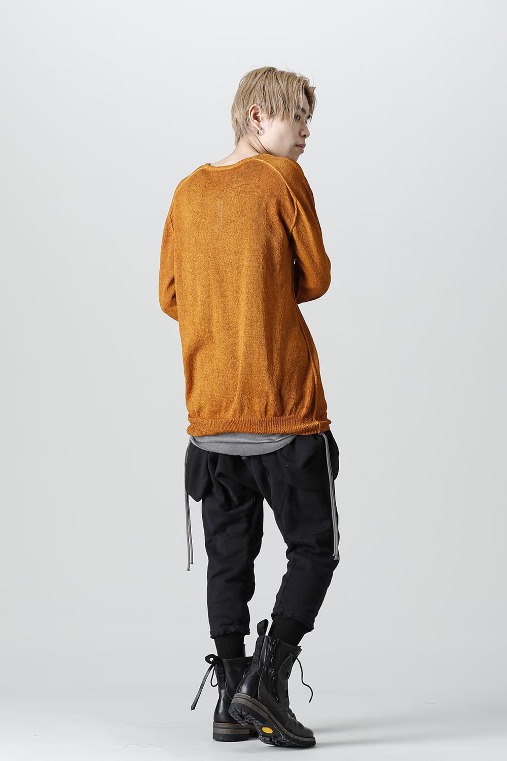 Cold Dyed Washi(Japanese Paper)Knit Pullover  Mustard