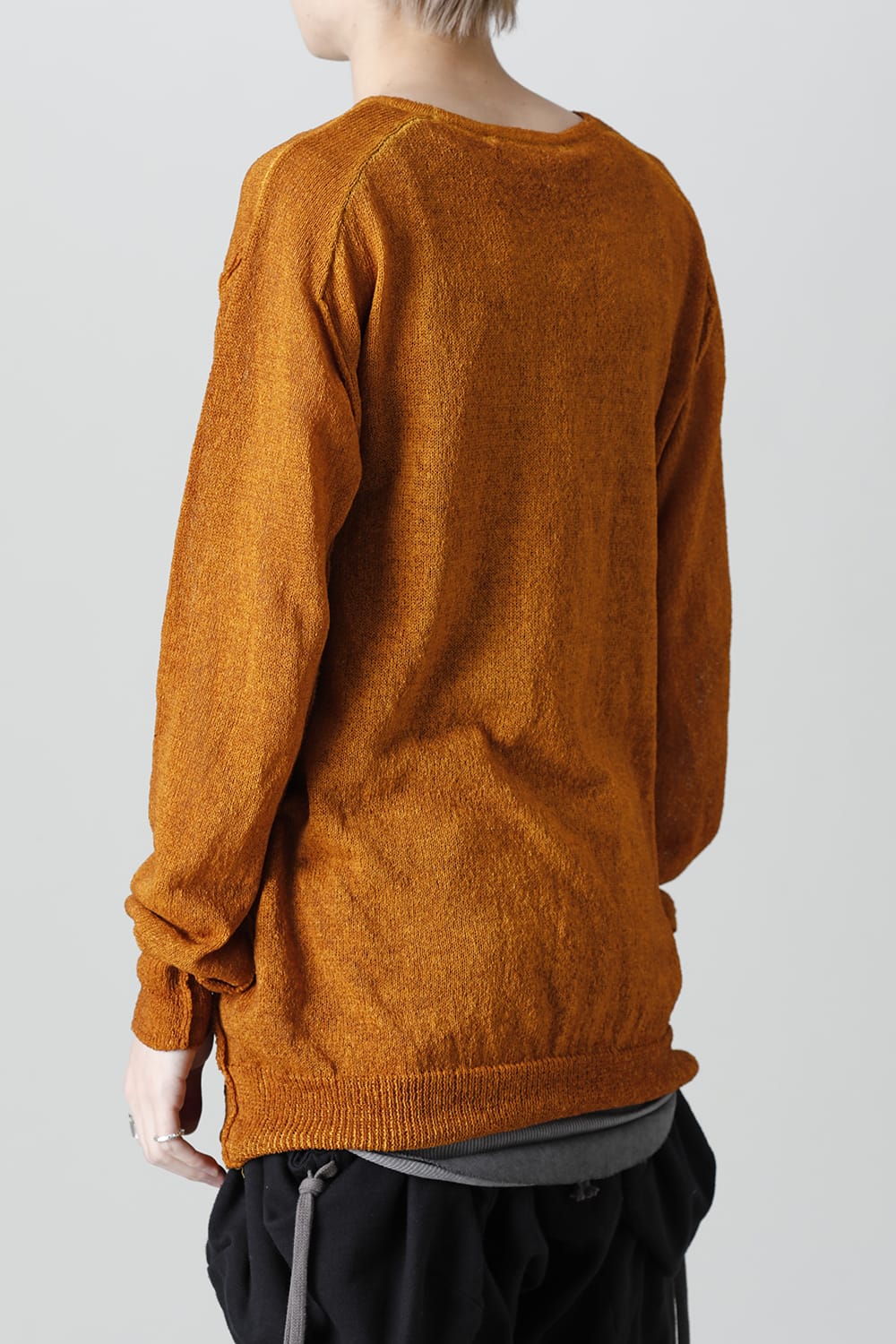 Cold Dyed Washi(Japanese Paper)Knit Pullover  Mustard