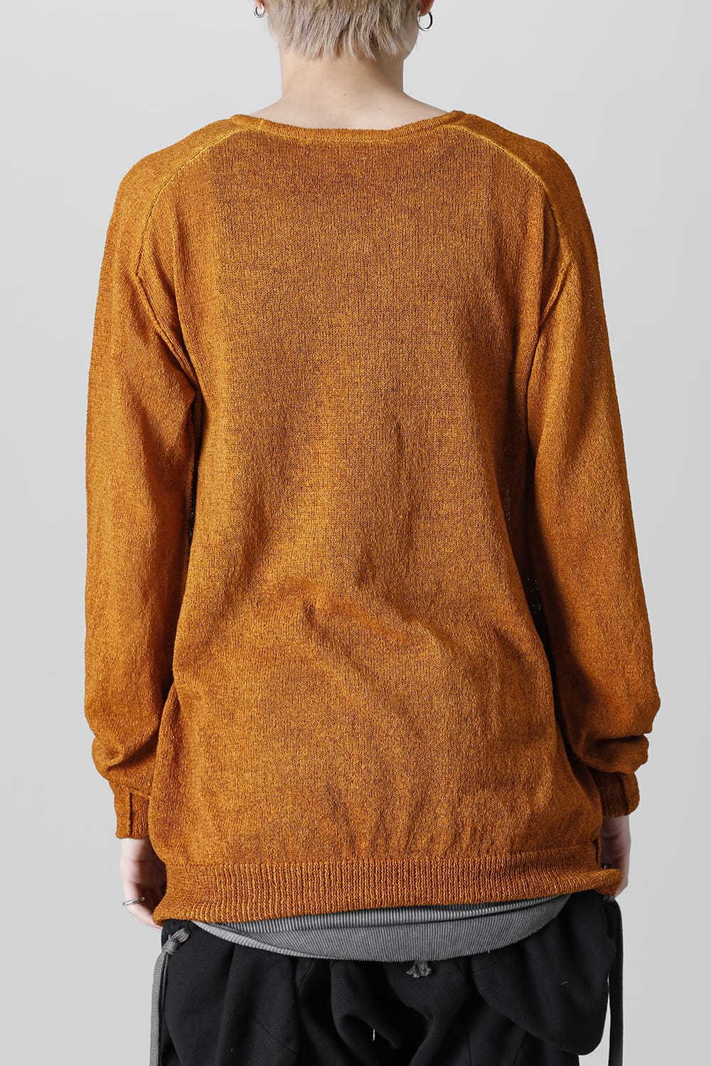 Cold Dyed Washi(Japanese Paper)Knit Pullover  Mustard