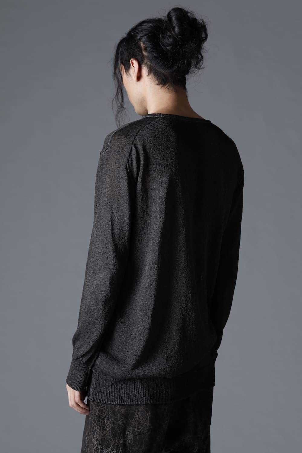 Cold Dyed Washi(Japanese Paper)Knit Pullover  Charcoal